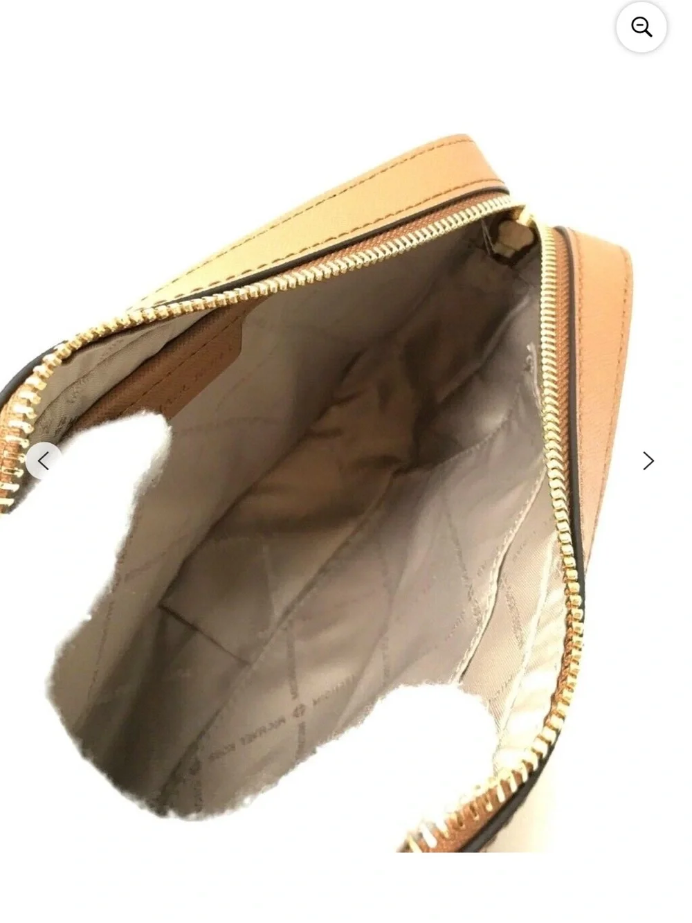 Michael Kors White & Tan Signature Jet Set Crossbody
